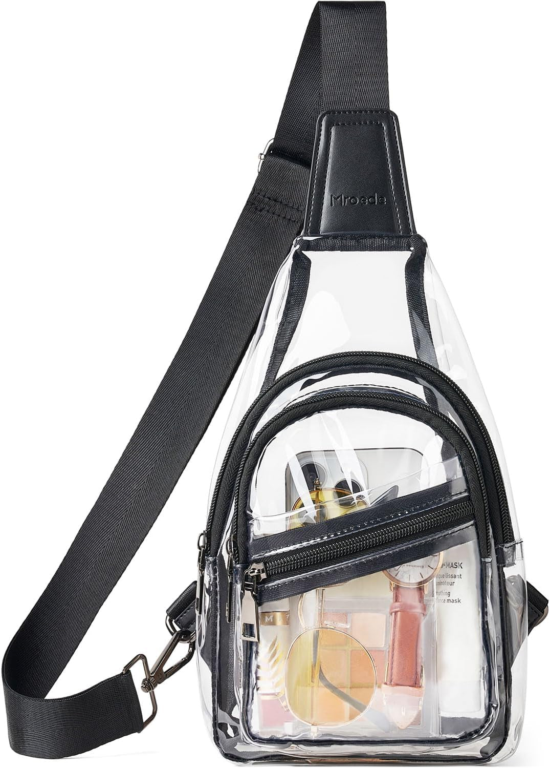 Clear Bag for Stadium Events Approved 4-Pockets Clear Sling Bag for Women Men Cl