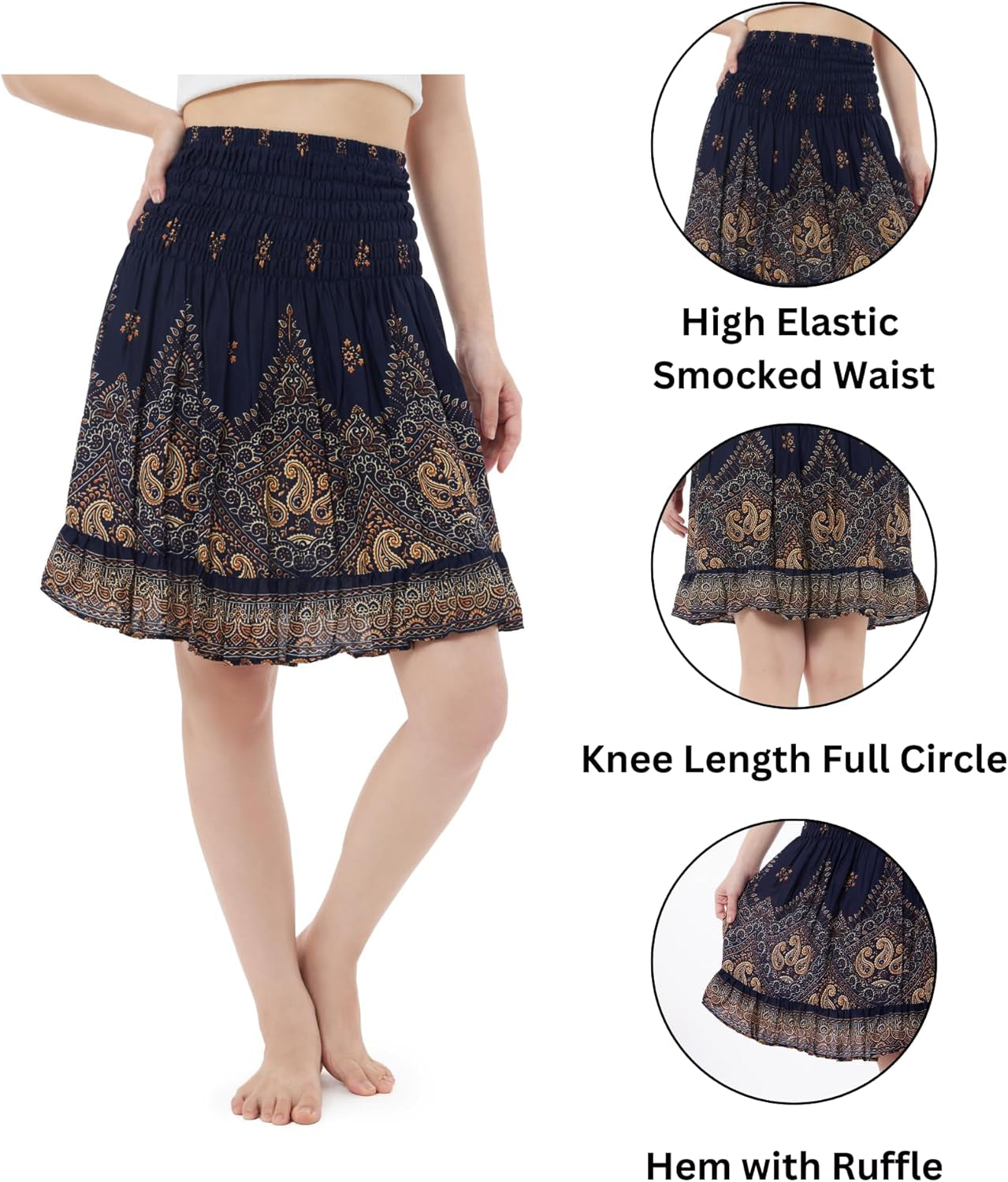 High Waisted Skirts for Women Short Flowy Summer Skirt Trendy Outfit Knee Length Boho Clothing Fall Skirts