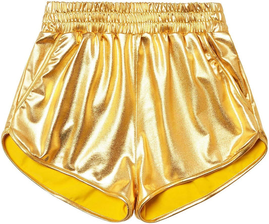 Women'S Metallic Shiny Shorts Sparkly Rave Yoga Hot Short Booty Outfits Pants