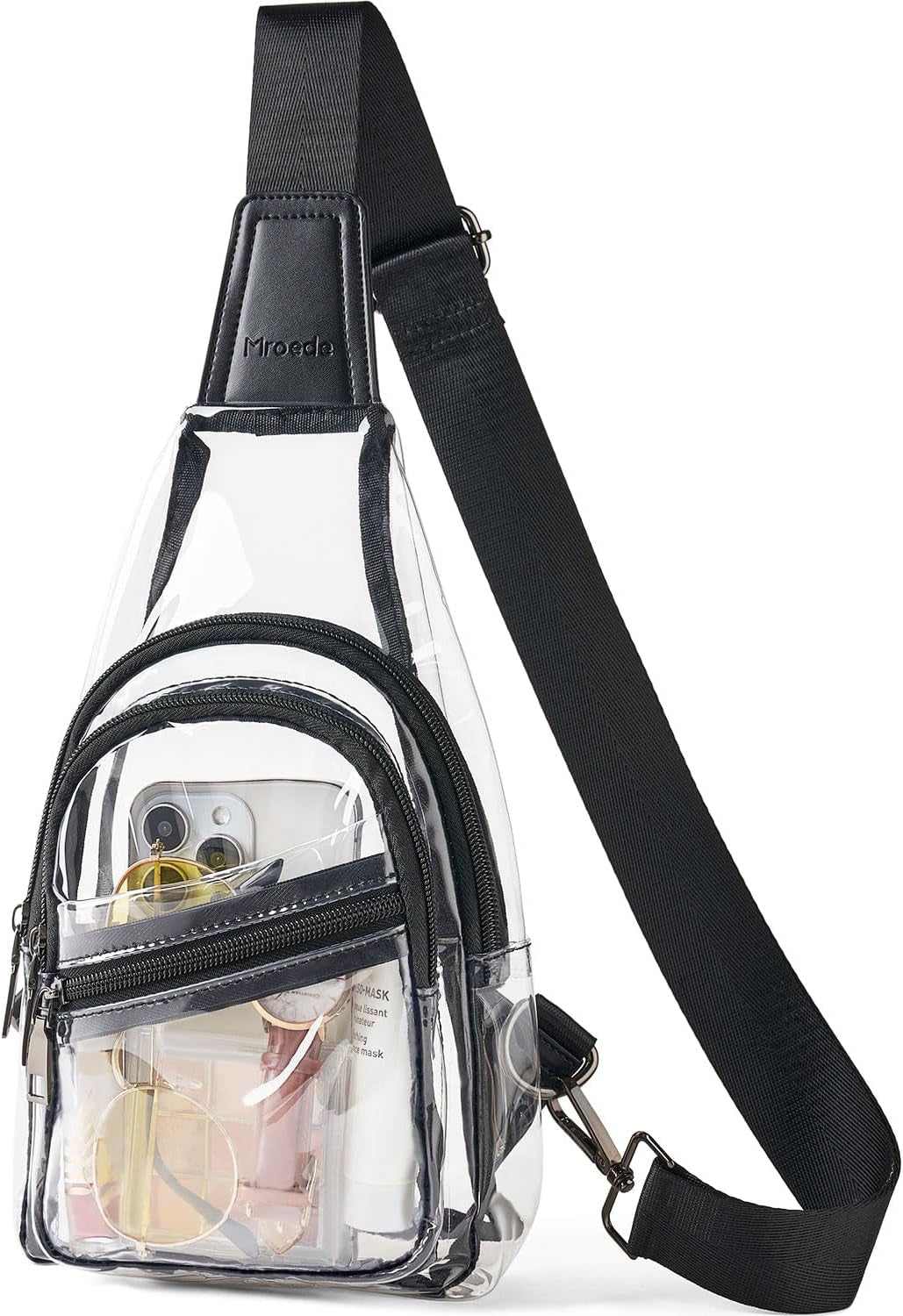 Clear Bag for Stadium Events Approved 4-Pockets Clear Sling Bag for Women Men Cl