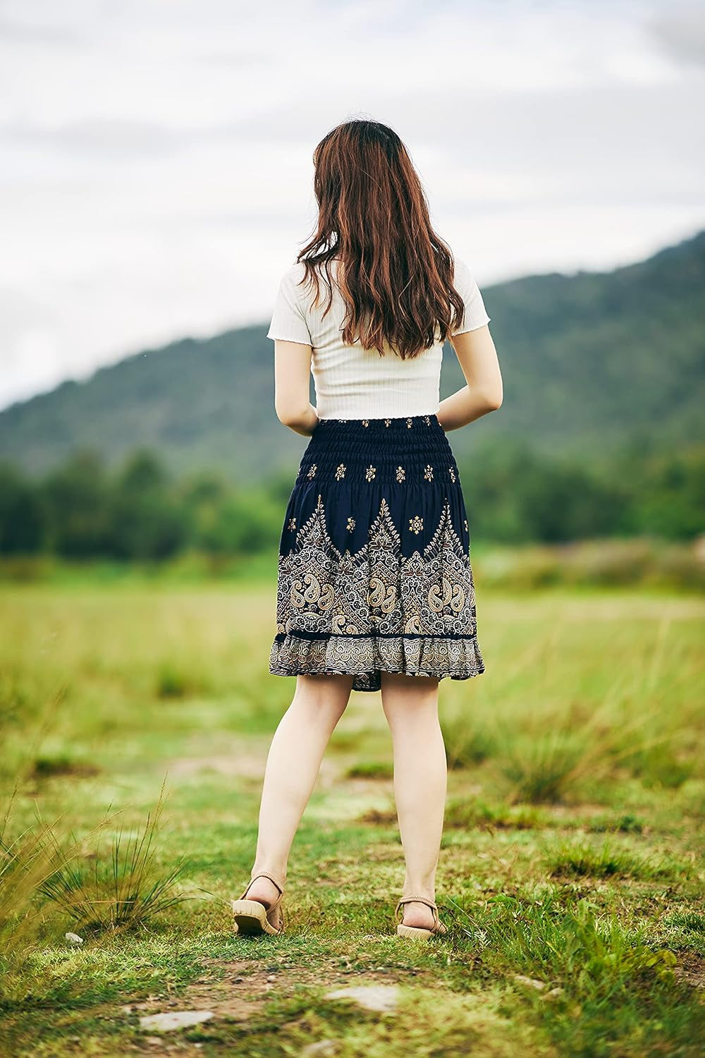 High Waisted Skirts for Women Short Flowy Summer Skirt Trendy Outfit Knee Length Boho Clothing Fall Skirts