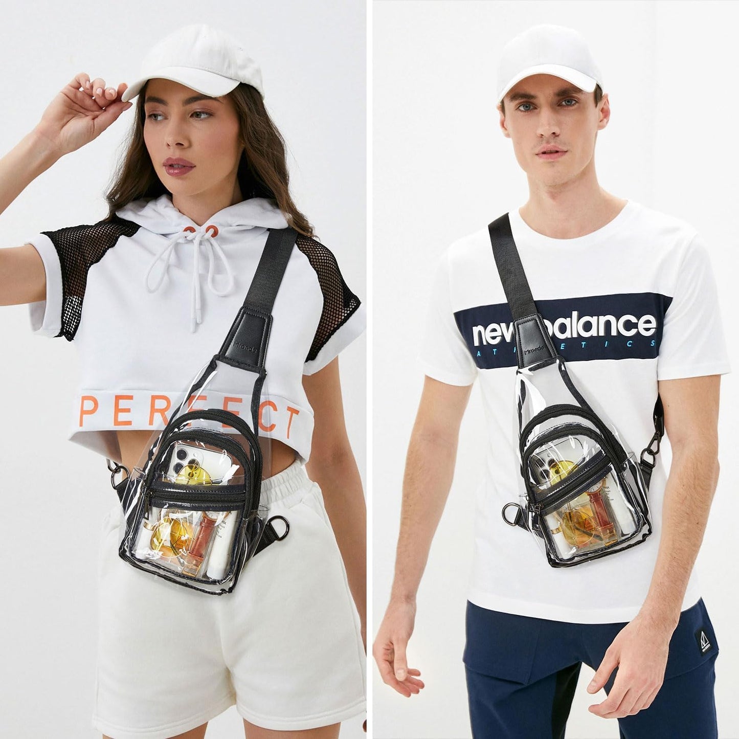 Clear Bag for Stadium Events Approved 4-Pockets Clear Sling Bag for Women Men Cl